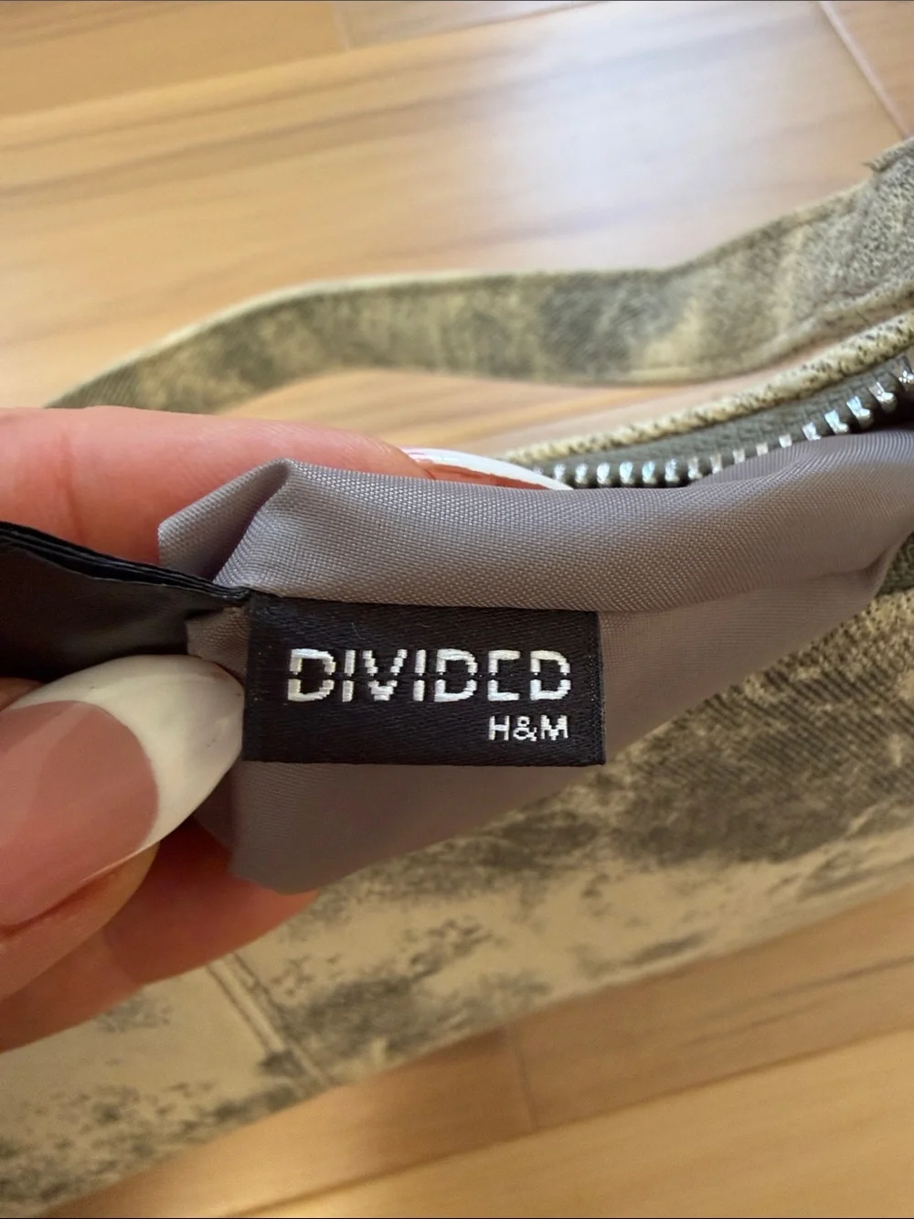 H&M Black and White Denim Marble-Effect Shoulder Bag